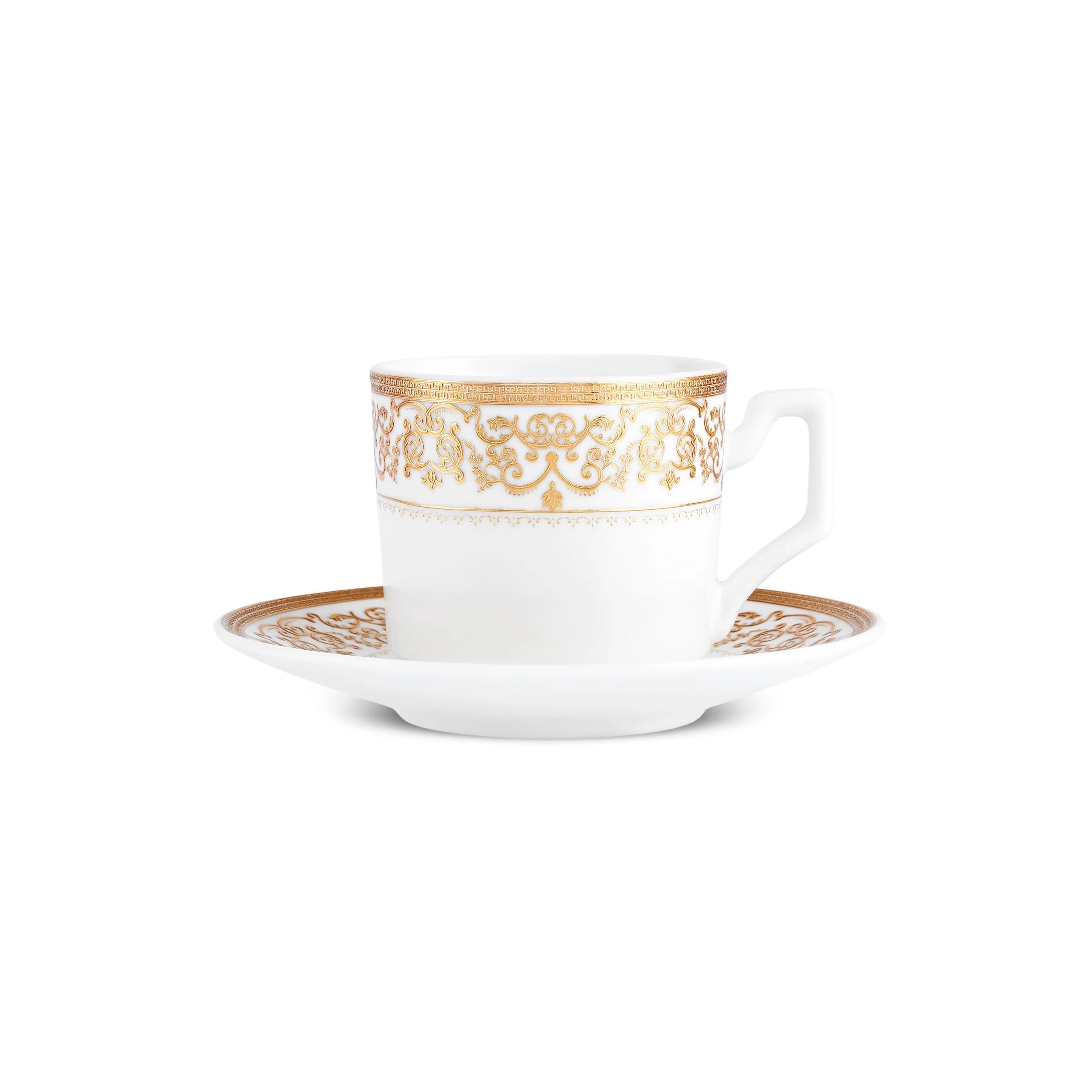 Karaca Nur 12-Piece Porcelain Espresso Turkish Coffee Cup Set for 6 People, 100ml, Gold - Image 6
