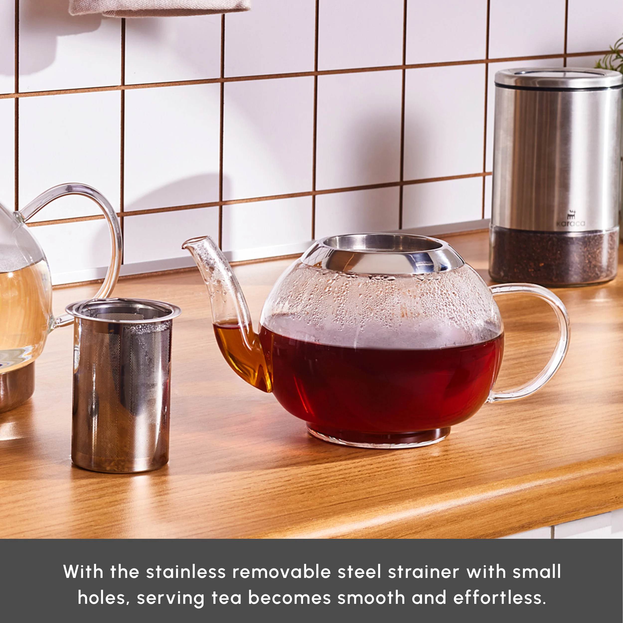 Karaca Pandora Glass Induction Teapot Set, Clear - Image 6