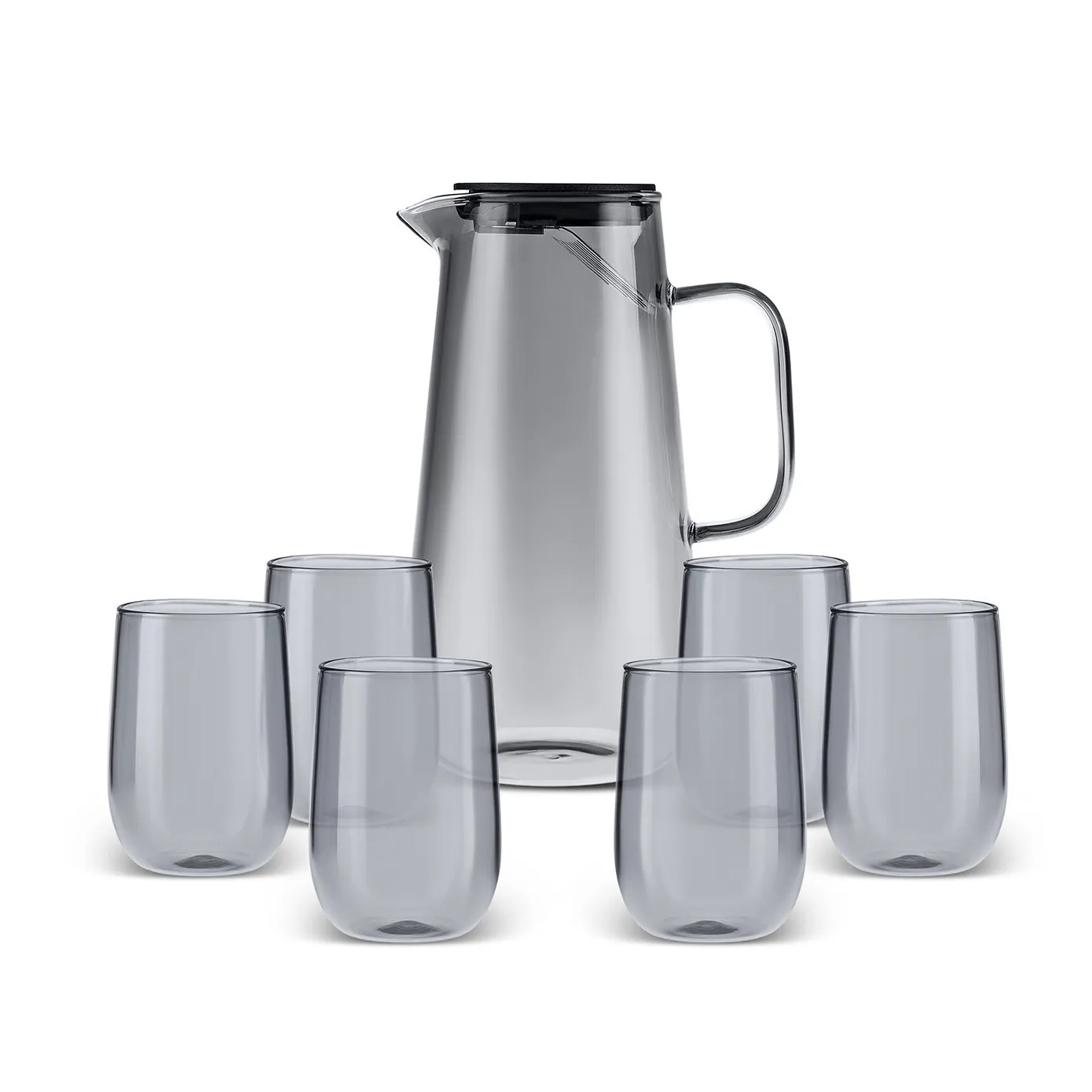Karaca Parma 7-Piece Carafe and Tumbler Glass Set for 6 People, Blue - Image 6