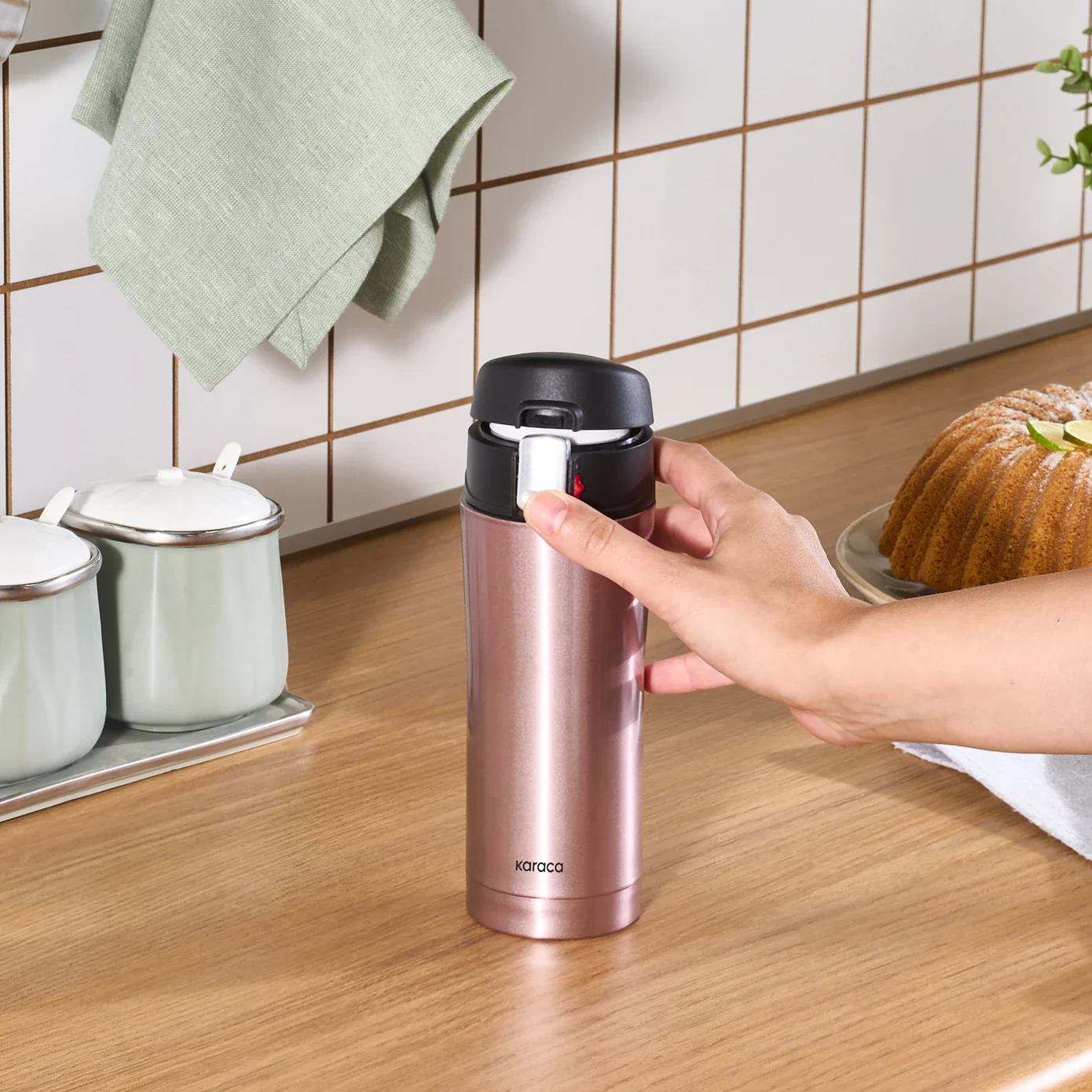 Karaca Pluton Stainless Steel Leak-Proof Flask, 350ml, Rose Gold - Image 5