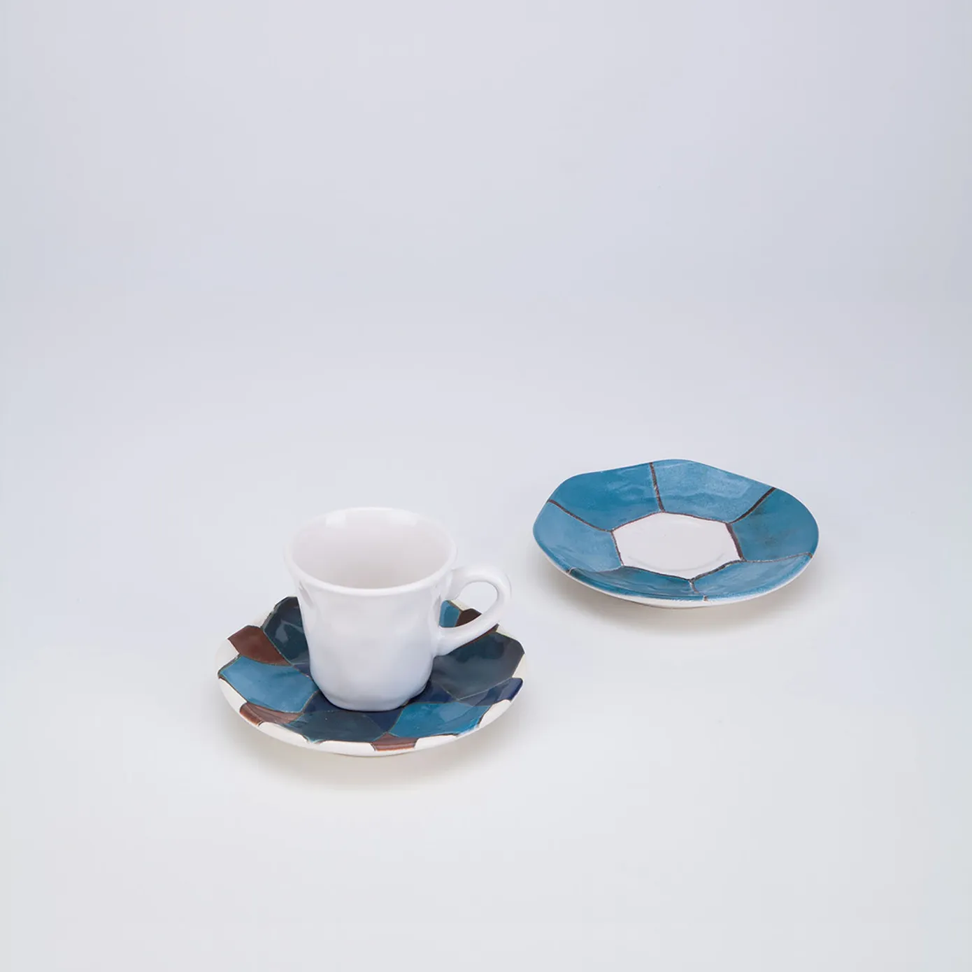 Karaca Refikadan Ceramic Espresso Turkish Coffee Cup Set for 2 People, 4 Piece, 90ml, White Multi - Image 4