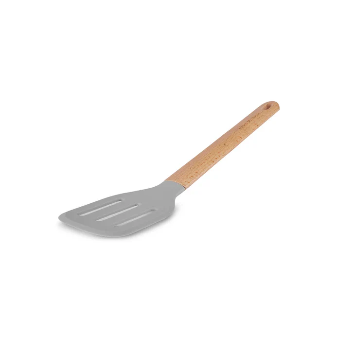 Karaca x Refika Wooden Handled Silicone Slotted Spatula, Grey - Image 4
