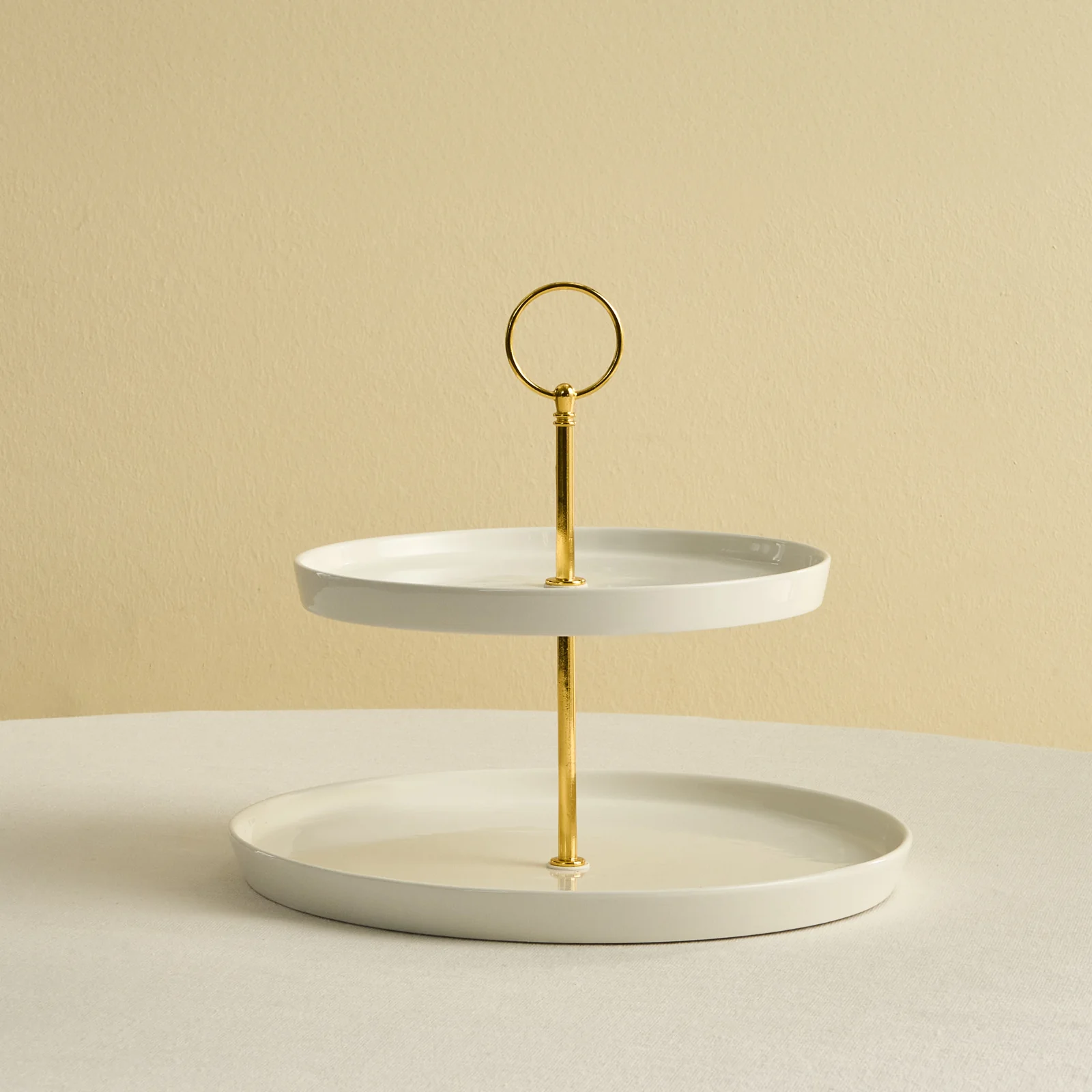 Karaca Salvare Bone China 2-Tier Cake Stand, White
