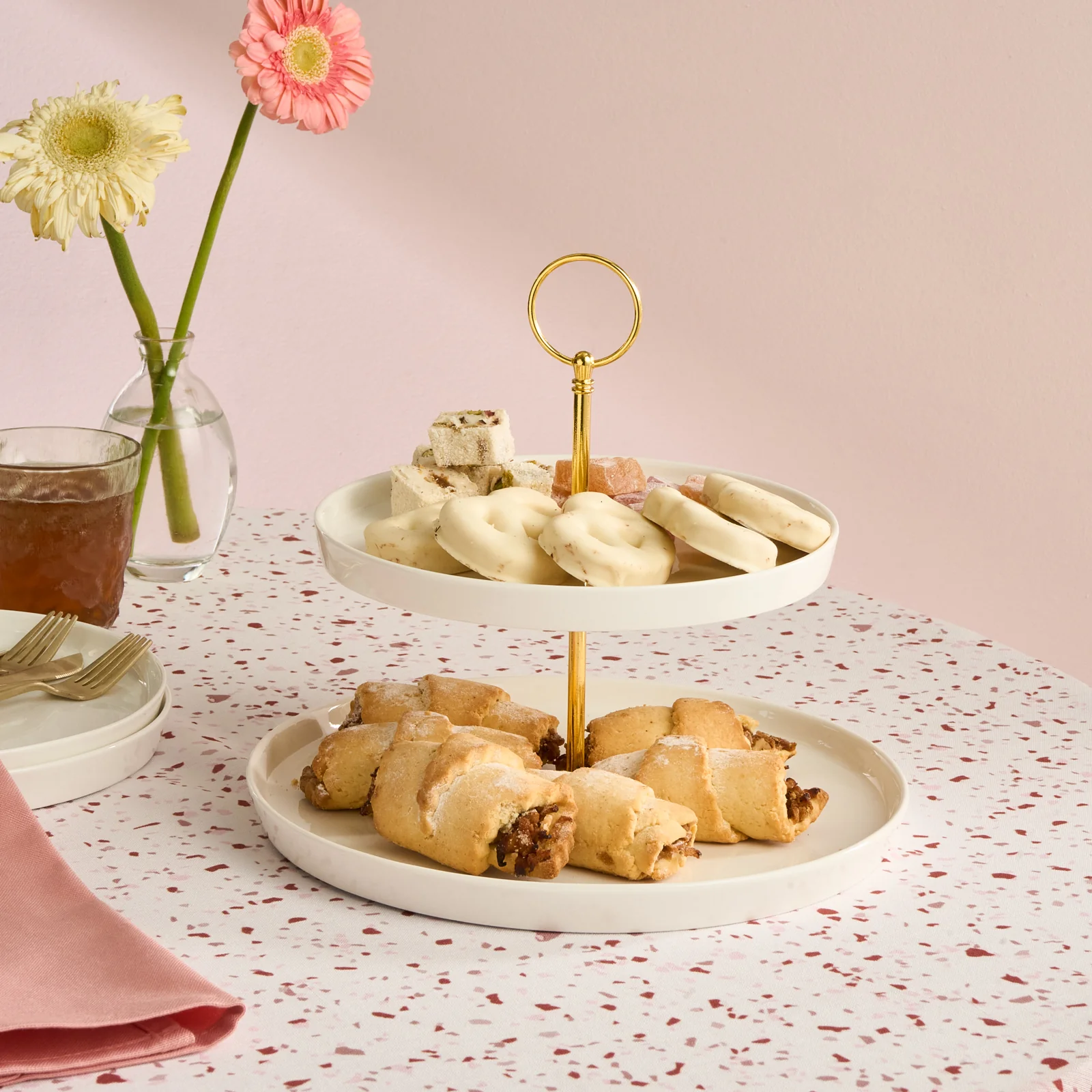 Karaca Salvare Bone China 2-Tier Cake Stand, White - Image 2