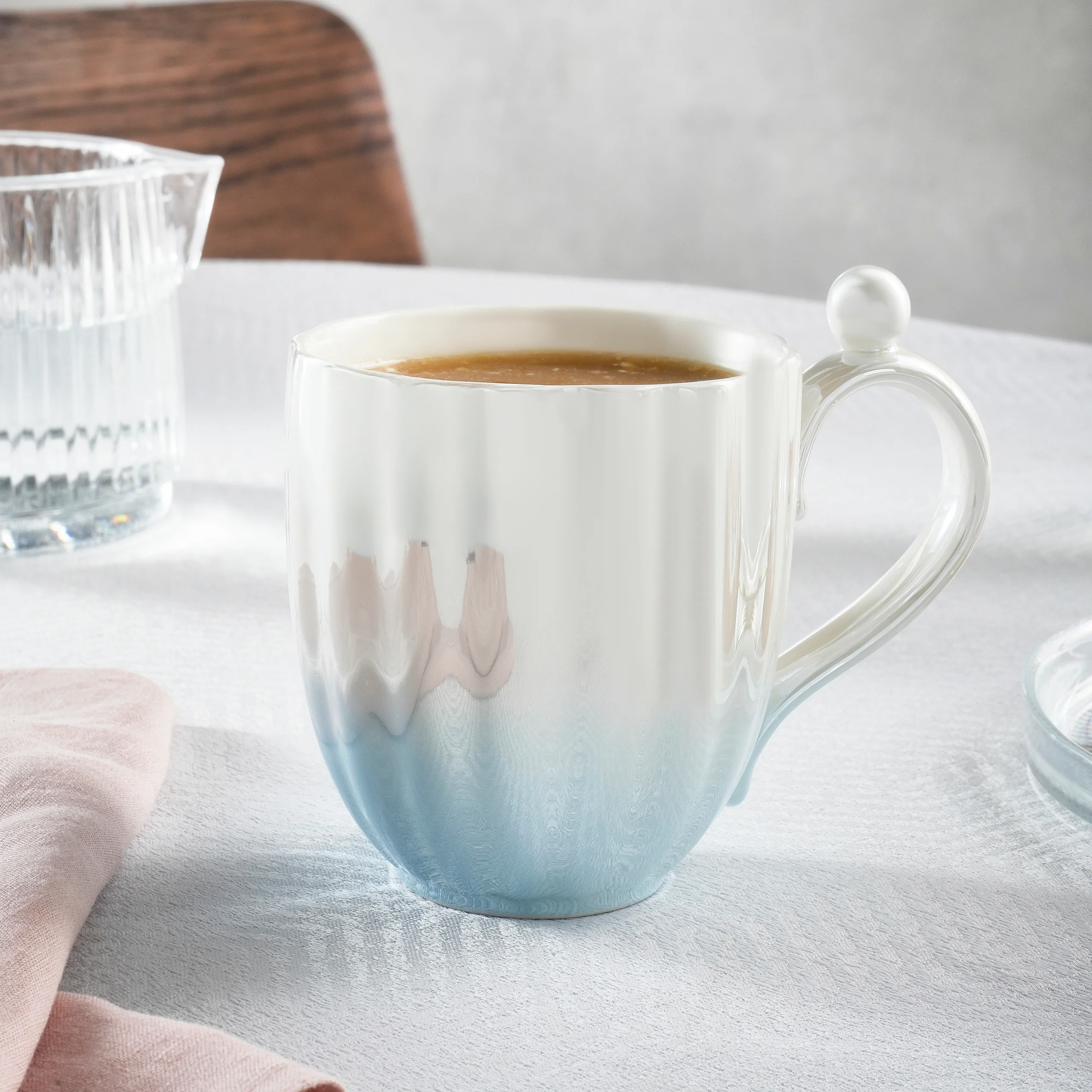 Karaca Shell Lustre Porcelain Mug, 380ml, Blue