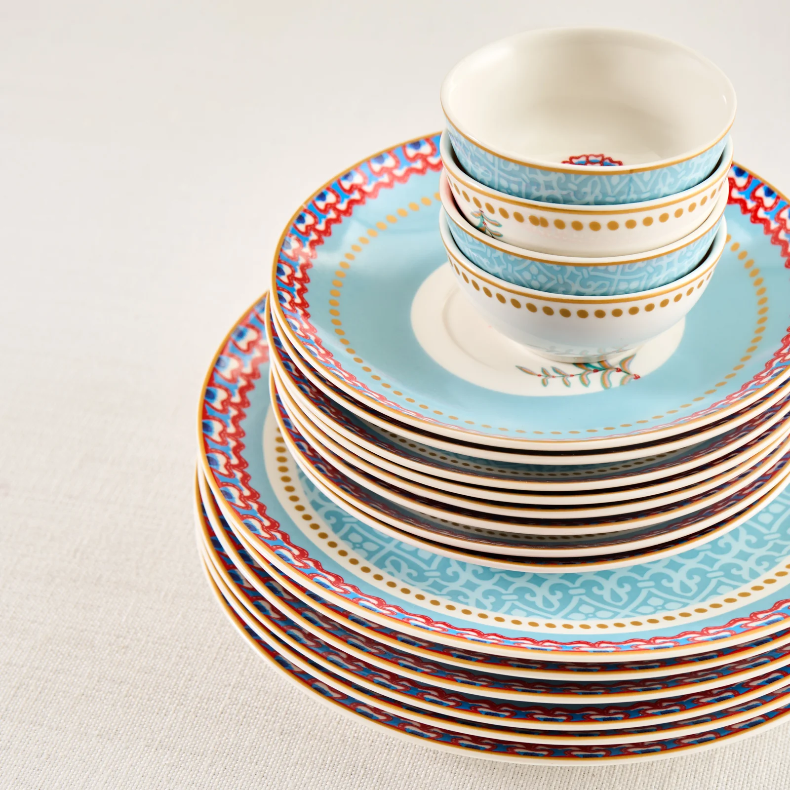 Karaca Forever Bone China Spello 26-Piece Serveware Set for 6 People, Blue - Image 12
