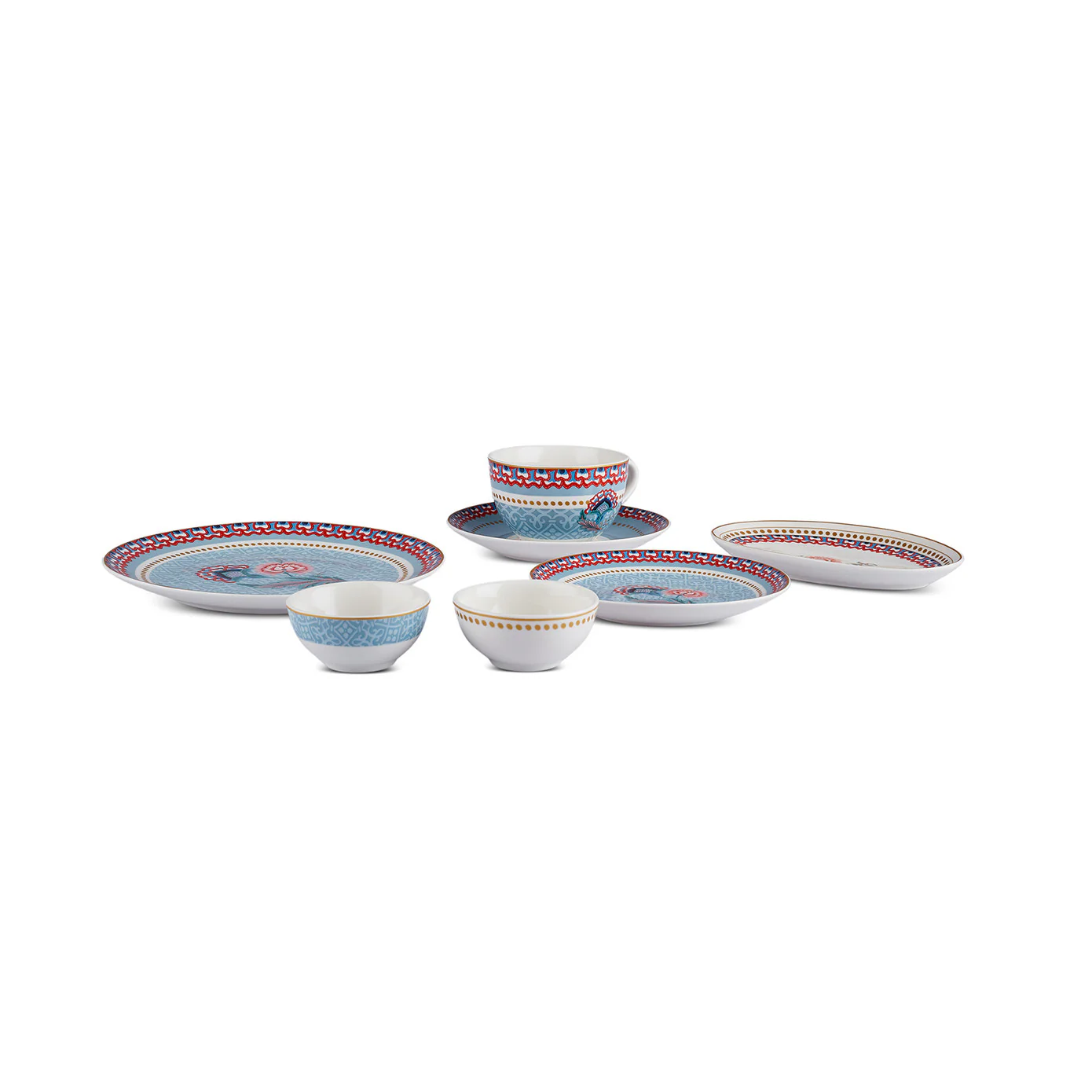 Karaca Forever Bone China Spello 26-Piece Serveware Set for 6 People, Blue - Image 27