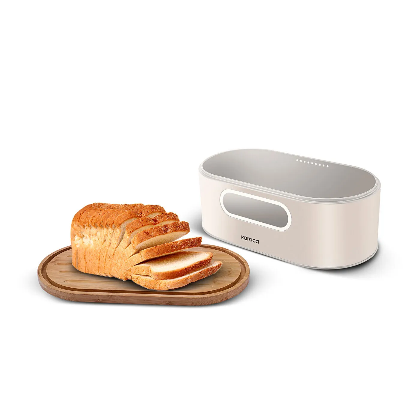 Karaca Stream Multifunctional 2in1 Bread Box / Cutting Board, 33,5x17,5x12,8cm, Cream - Image 4
