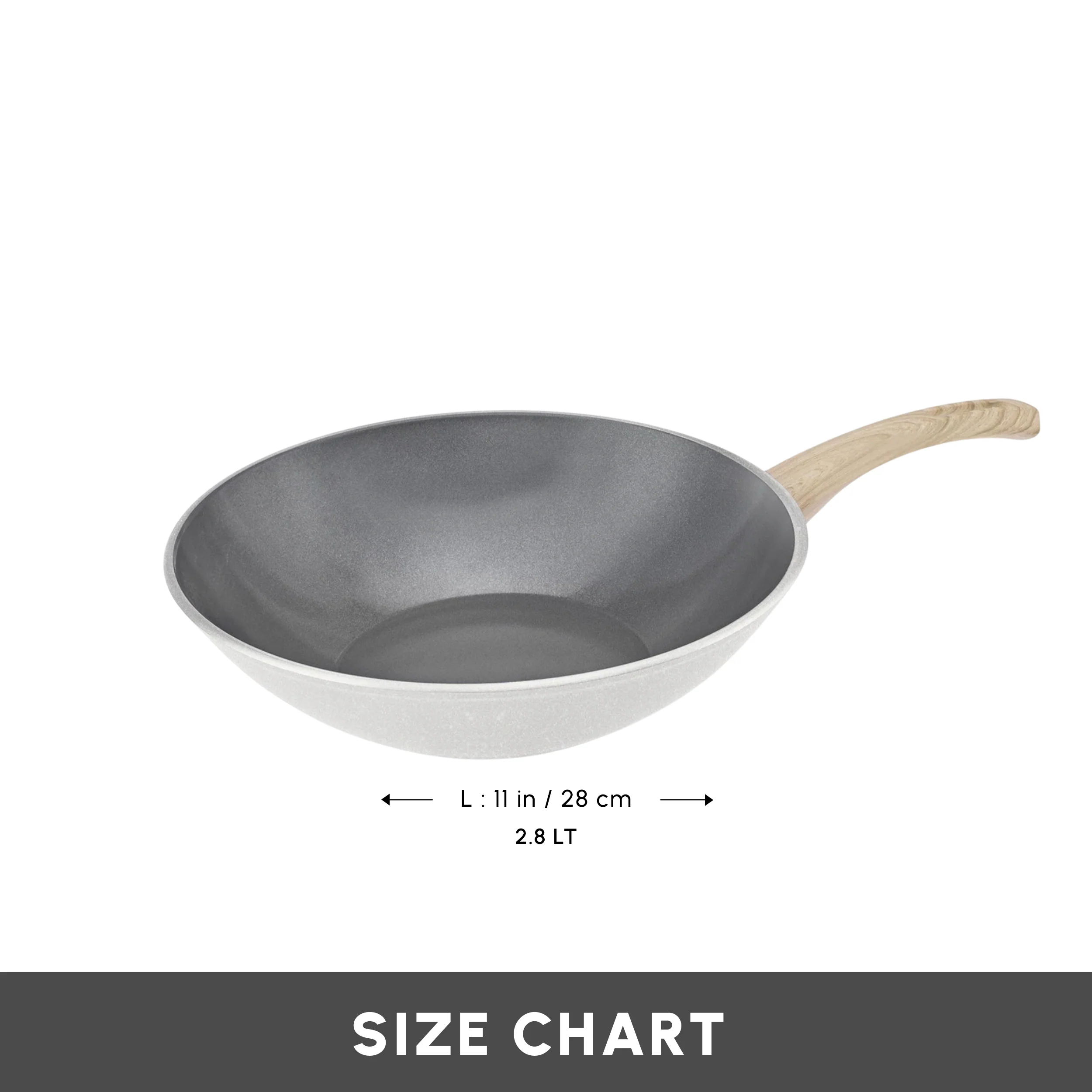 Karaca Swiss Crystal Non-Stick Induction Wok Pan, 28cm, Creamy - Image 2