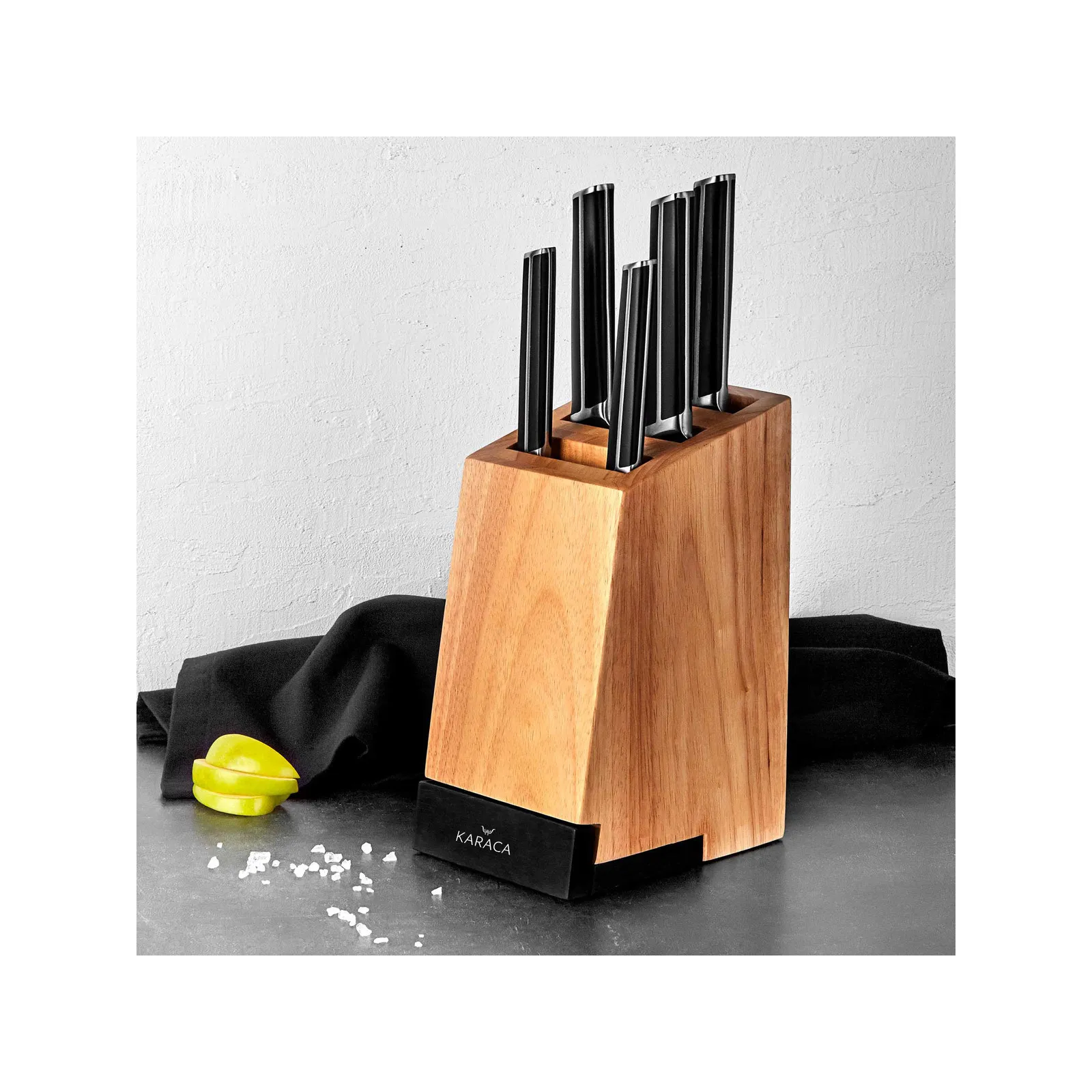 Karaca Teton 5 Piece Knife Block Set, Black