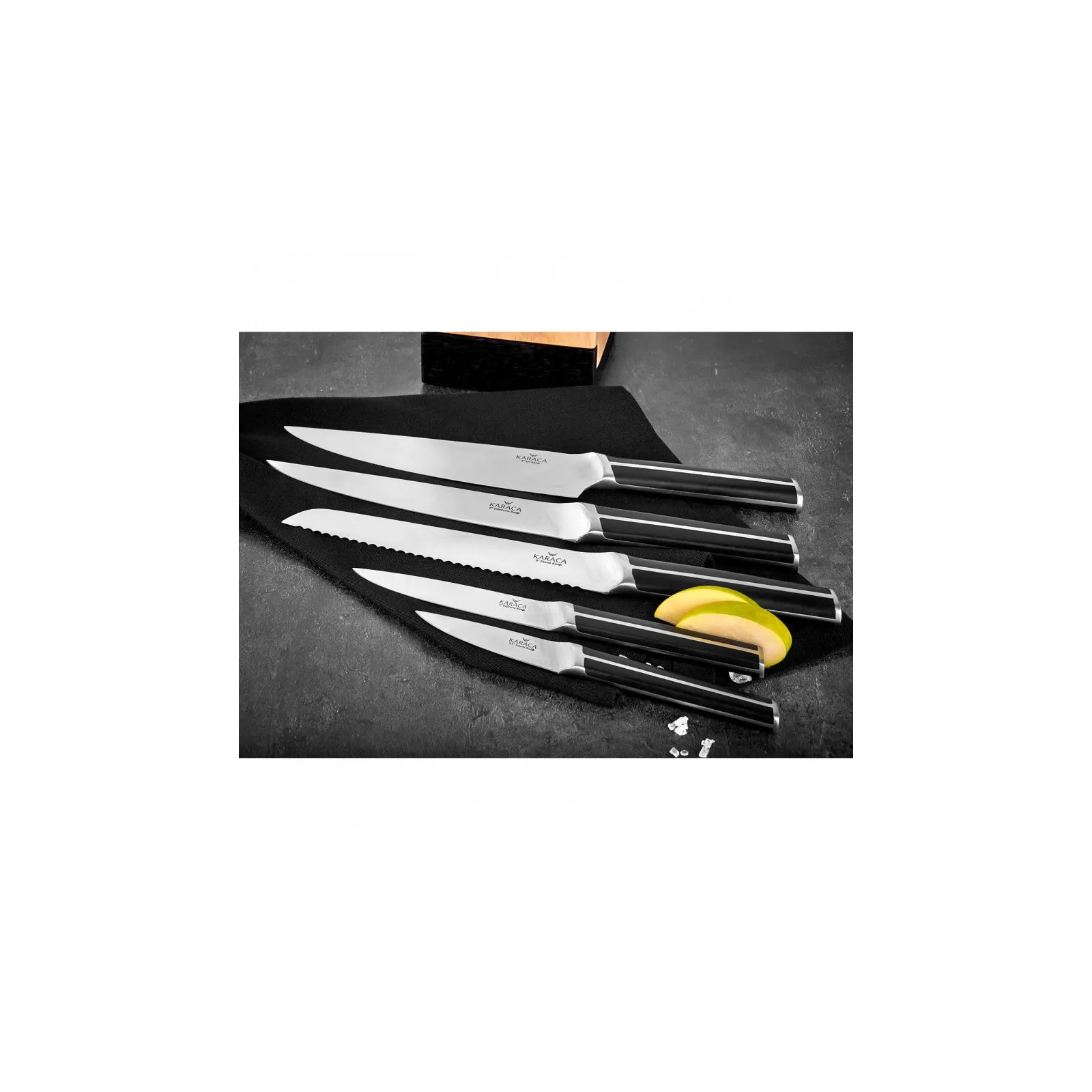 Karaca Teton 5 Piece Knife Block Set, Black - Image 2