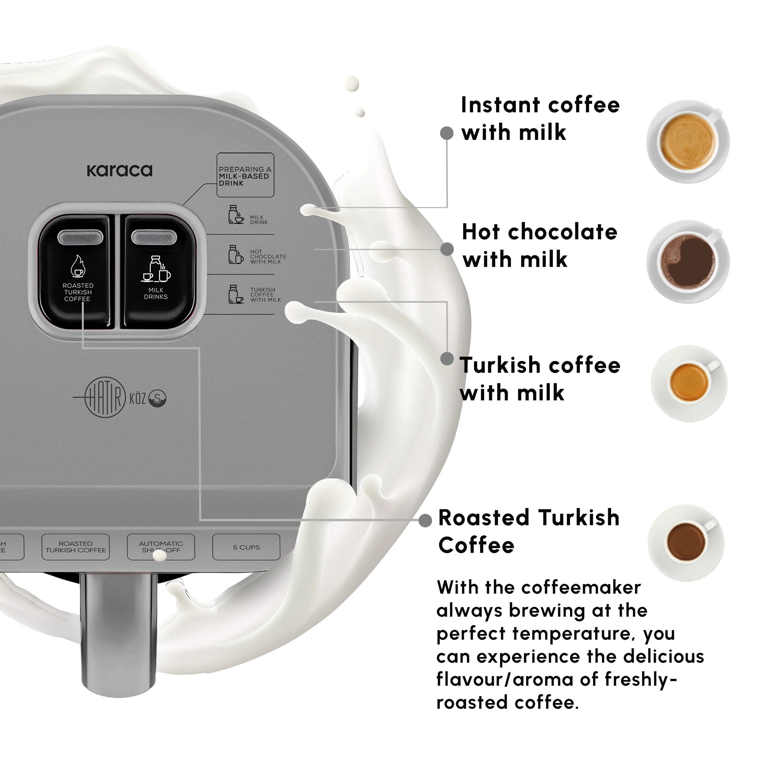 Karaca Hatır Köz Milky Turkish Coffee Maker, 535W, Galaxy Grey - Image 8