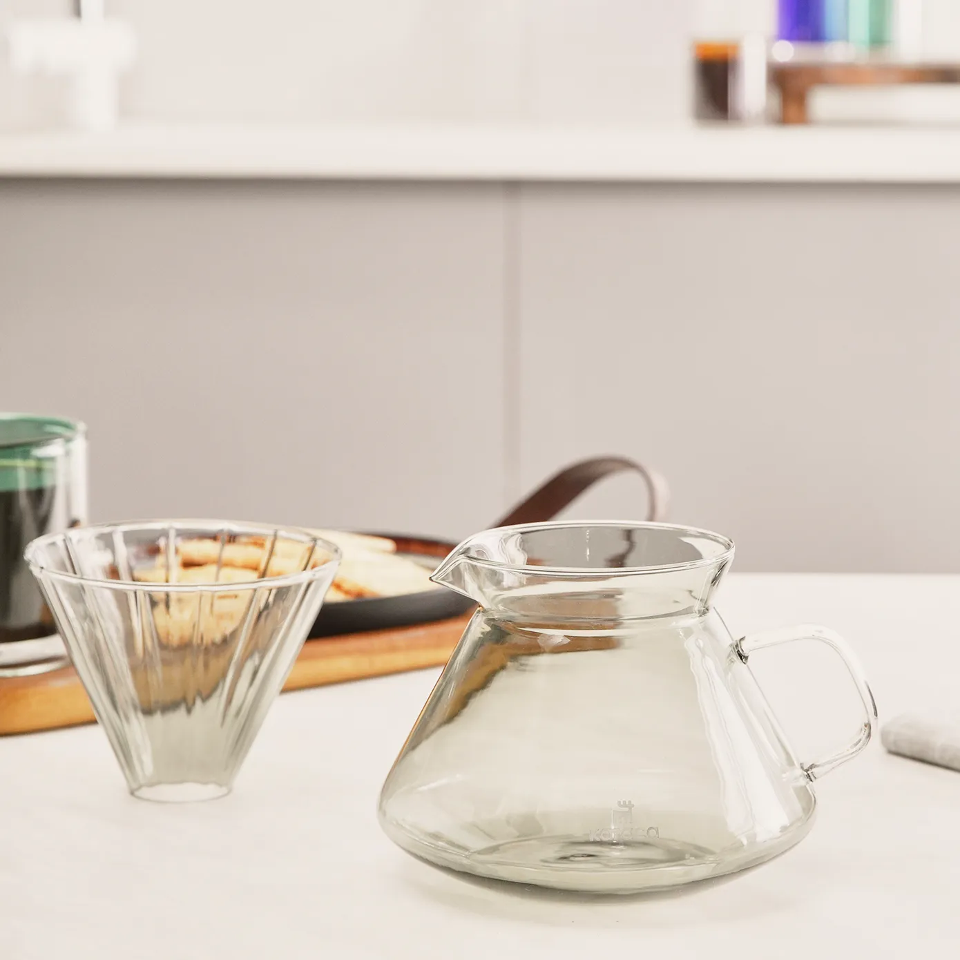 Karaca Winx Brewy Glass Pour Over Coffee Maker Set with Stand, 650ml, Grey - Image 3