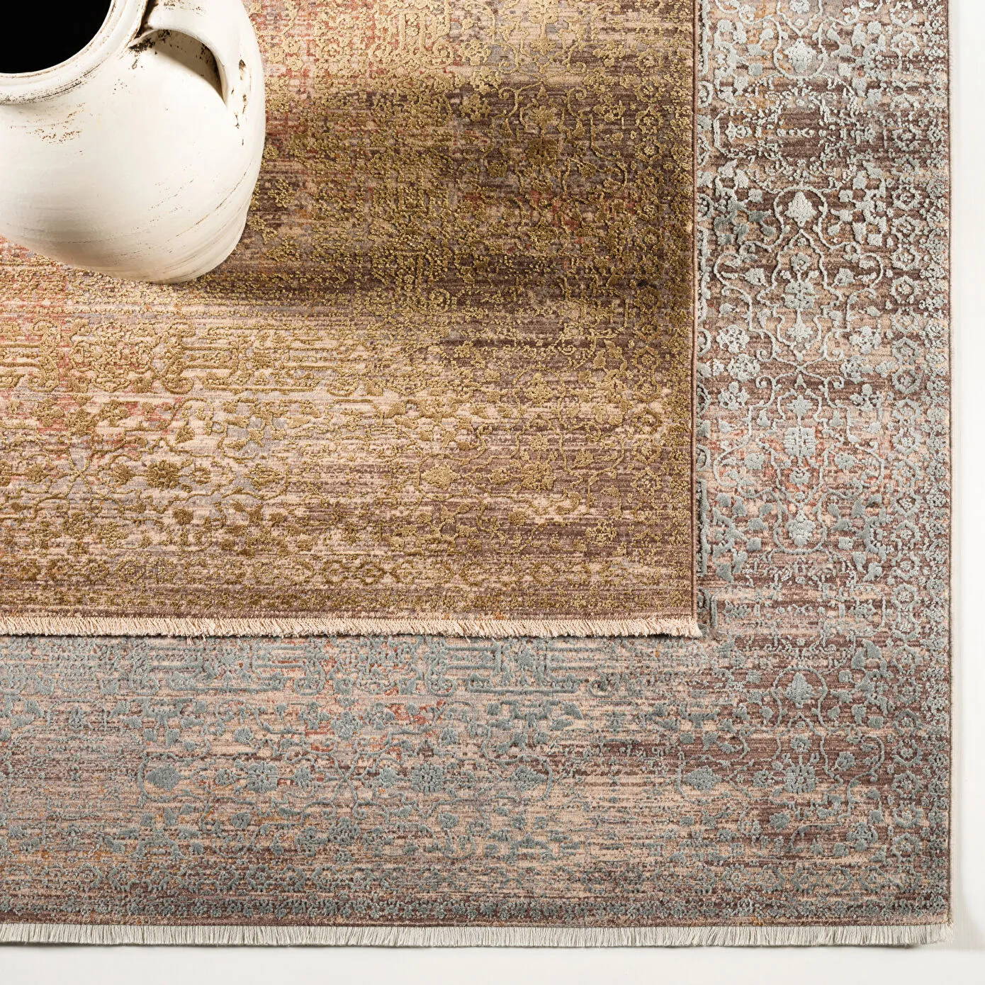 Kasmir Rugs Viskon Limited Edessa Gold Rug, 200cmx290cm, Grey - Image 2