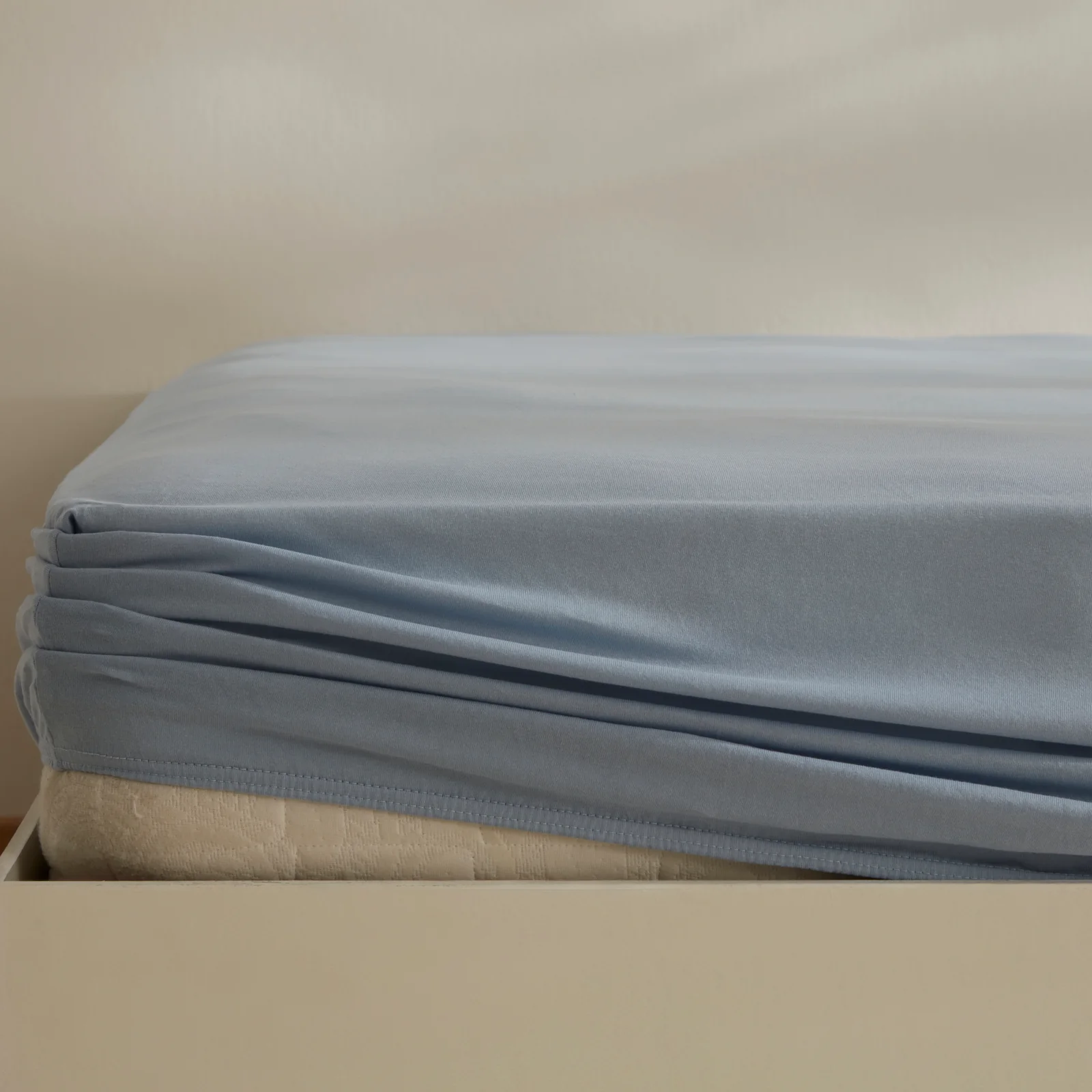 Karaca Home Jersey 100% Turkish Cotton Fitted Sheet, 160x200+30cm, Blue - Image 3