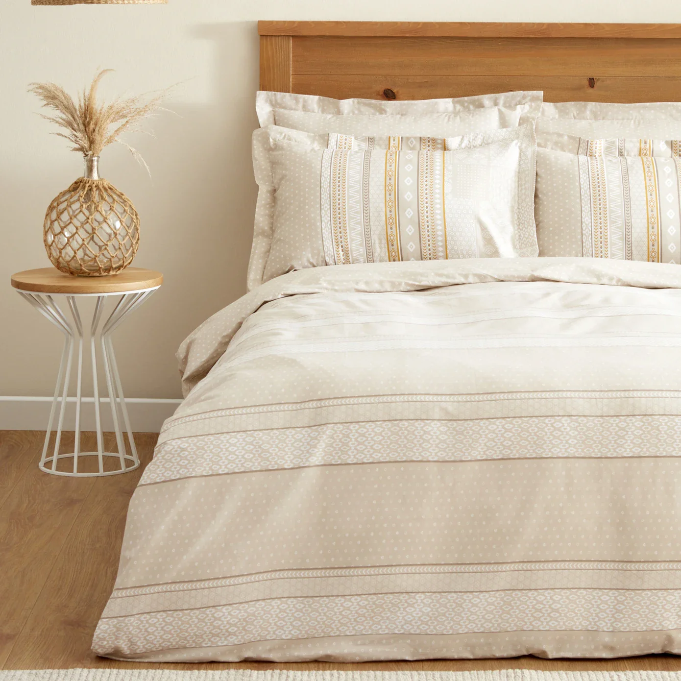 Karaca Home Keira 100% Turkish Cotton Duvet Cover Set, Double, Beige - Image 2