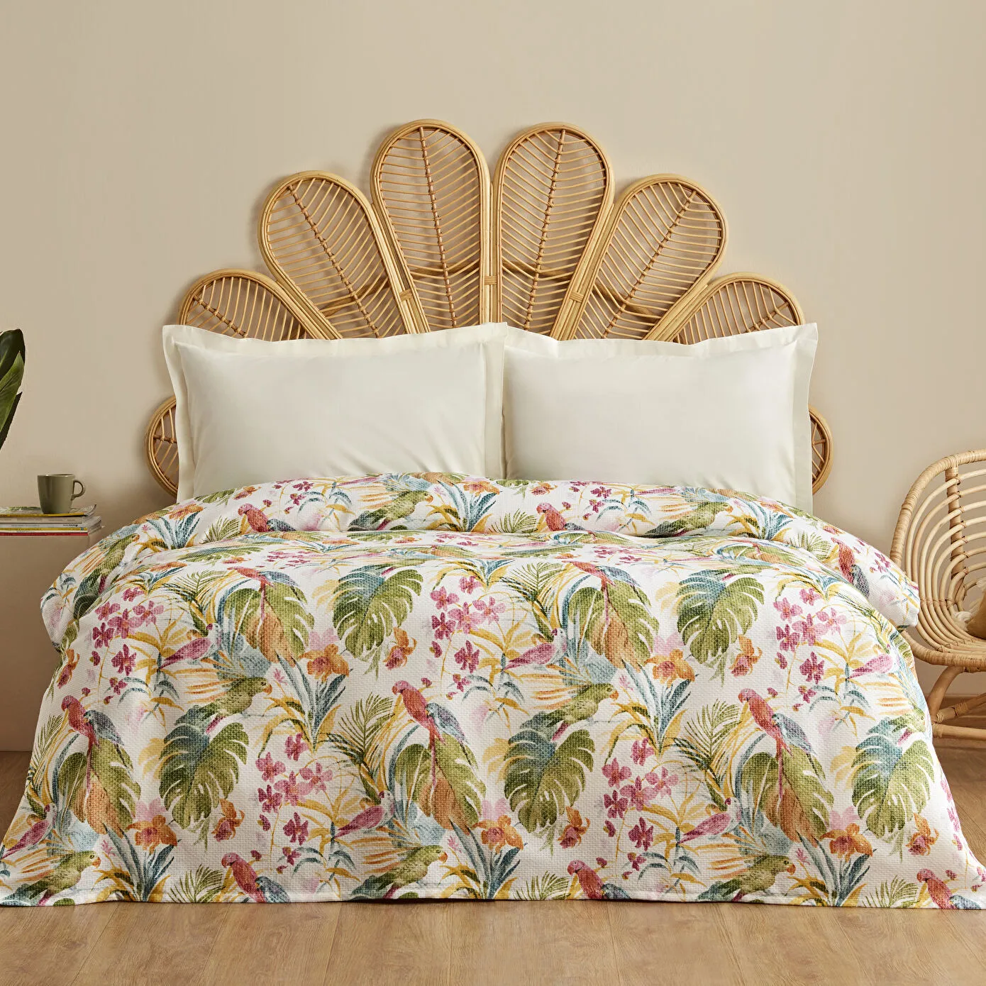 Karaca Alva 100% Cotton Bedspread, Double, 200x220cm, Green - Image 5