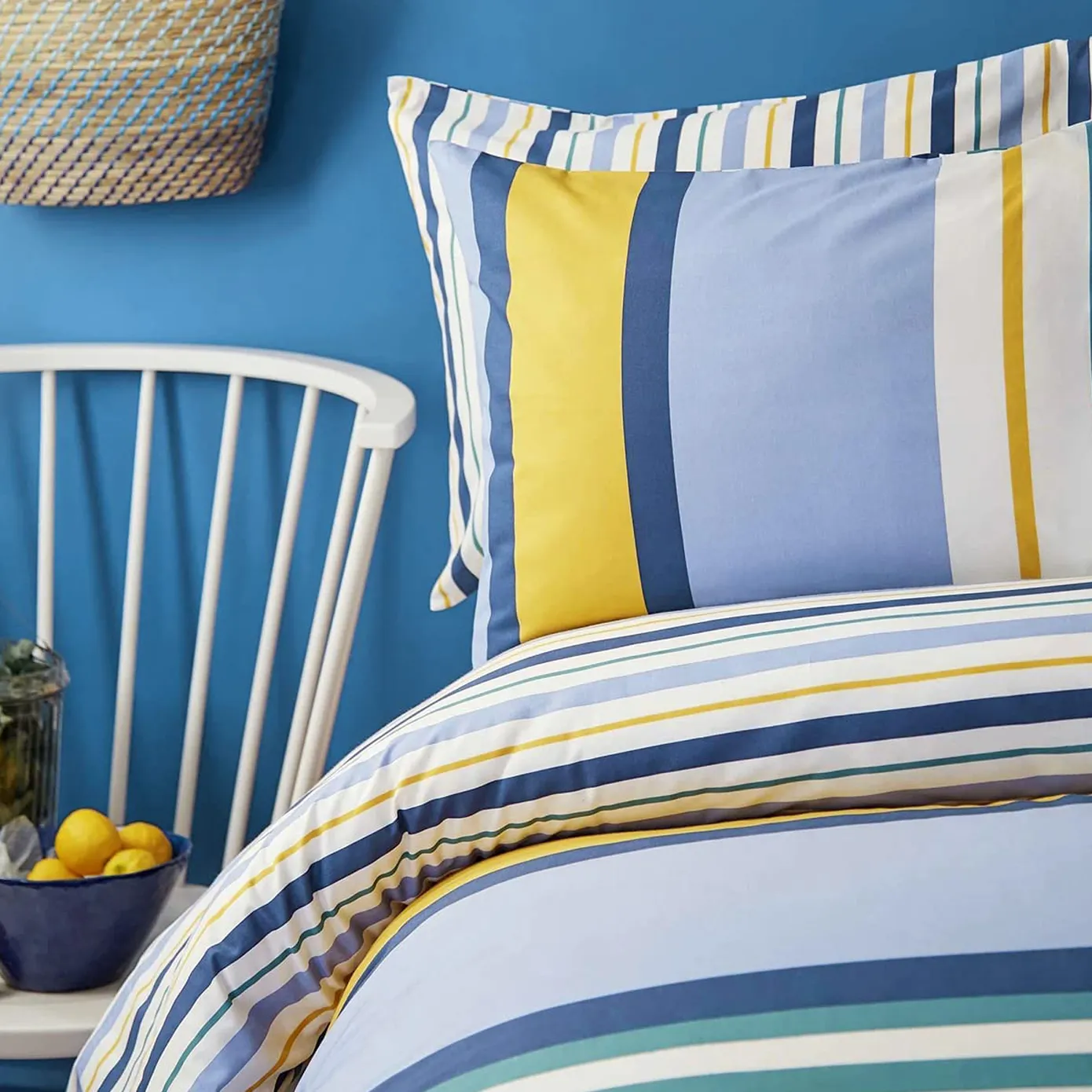 Nautica Home Dover 100% Turkish Cotton Duvet Cover Set, Single, 140cmx200cm, Blue Multi - Image 2