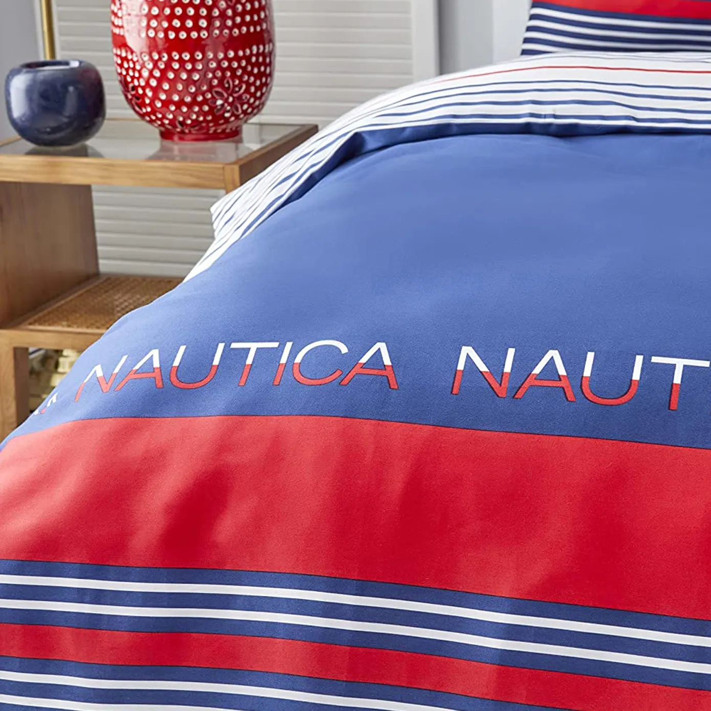 Nautica Home Drifting 100% Cotton Duvet Cover Set, King, 230cmx220cm, Navy Blue Multi - Image 2