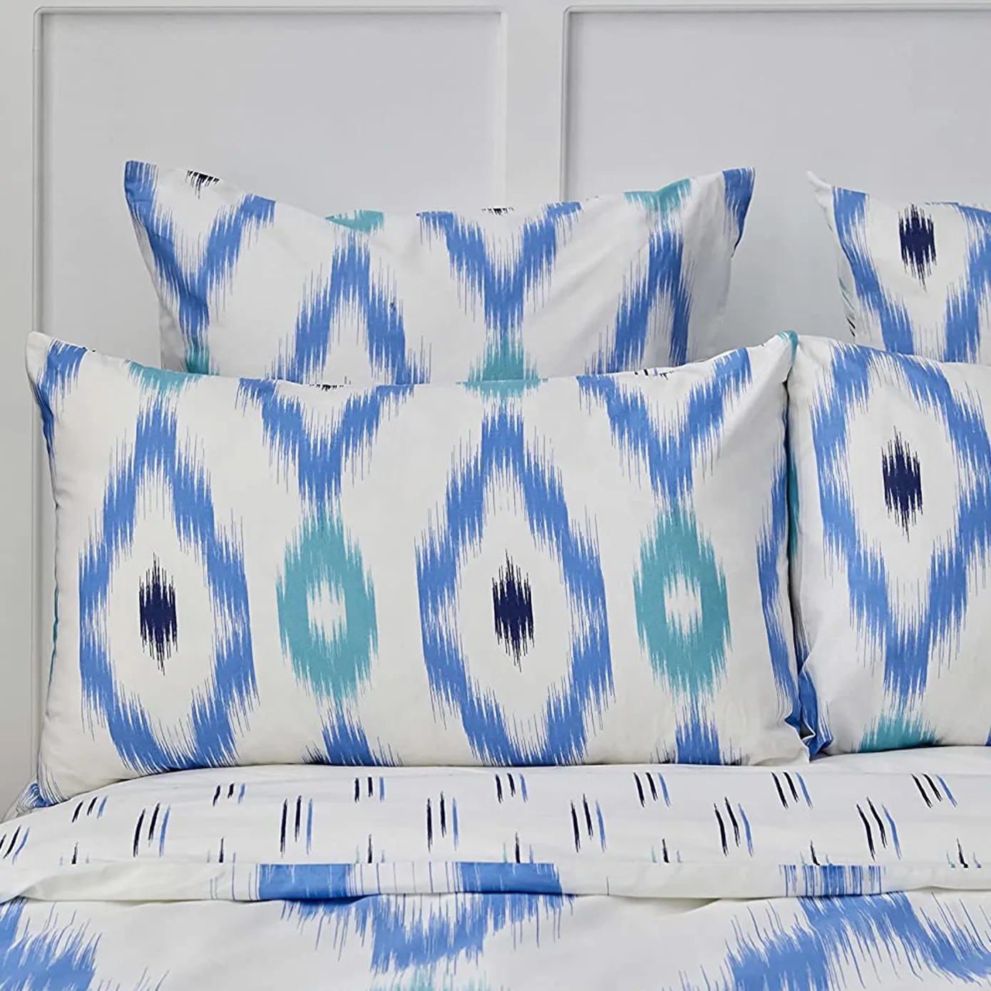 Nautica Home Ikat 100% Cotton Duvet Cover Set, Double, 200cmx200cm, White Blue - Image 2