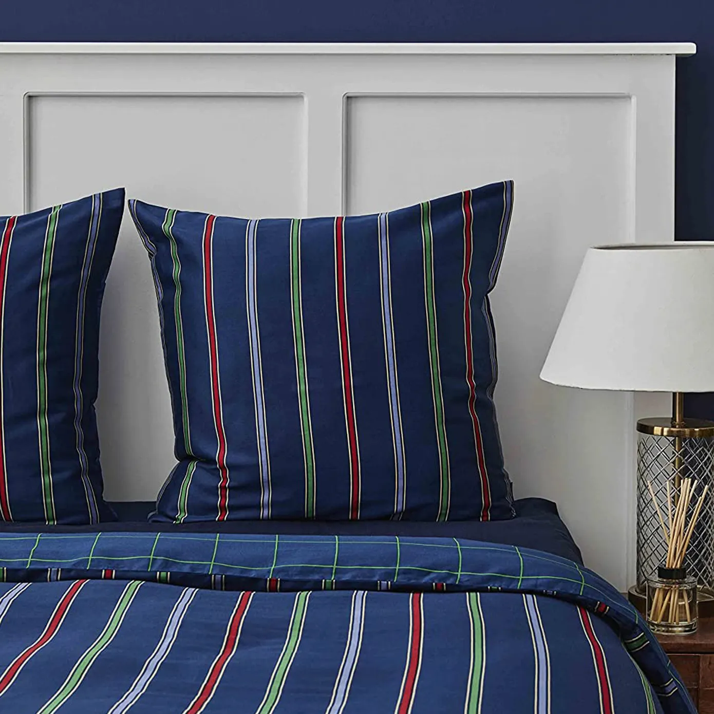 Nautica Home Ray 100% Cotton Duvet Cover Set, Super King, 260cmx220cm, Navy Blue Multi - Image 2