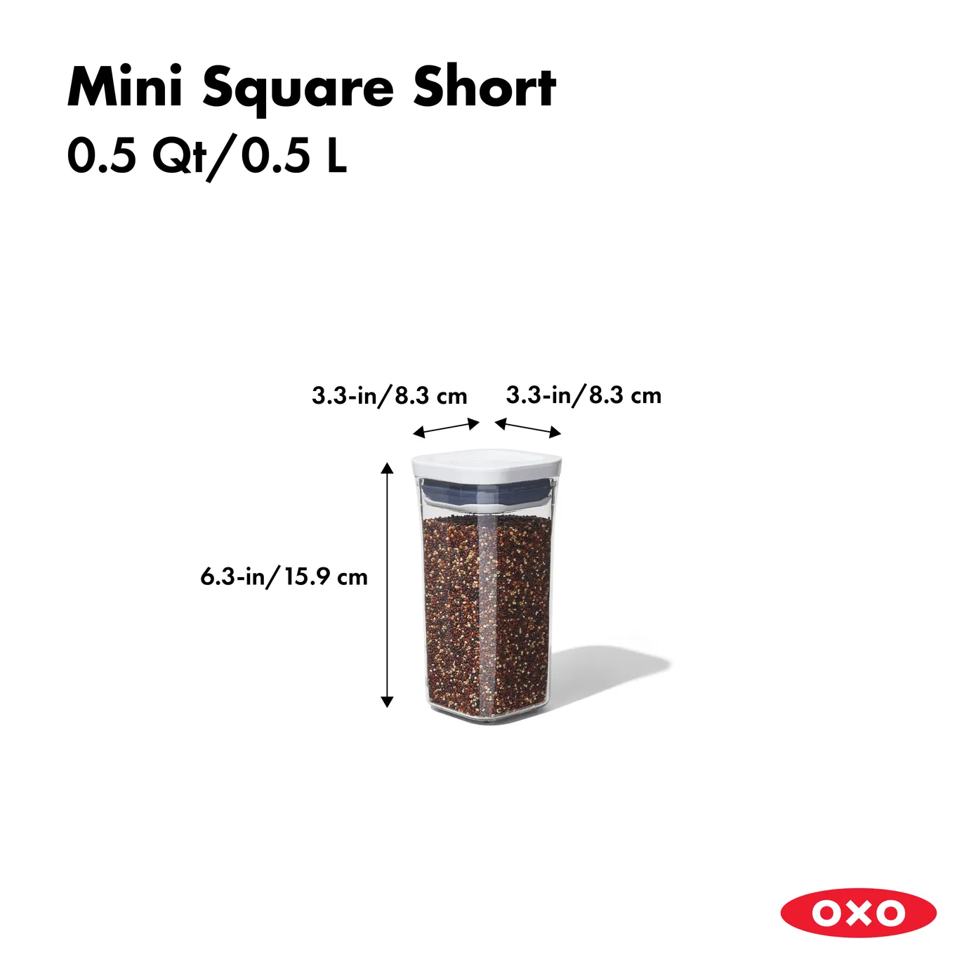 Oxo Square Short POP Container, Small 0.5L, White - Image 3