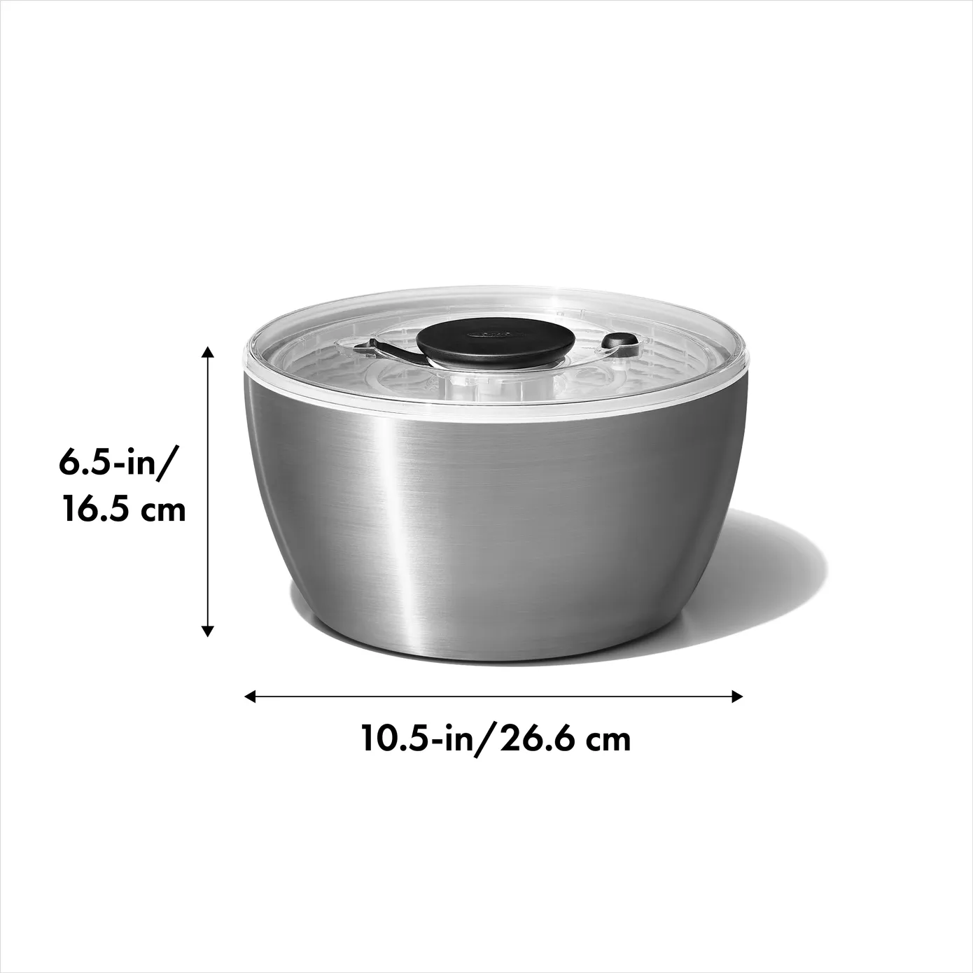 Oxo Stainless Steel Salad Spinner, 10.5cmx10.5cmx8cm, Inox Black - Image 3