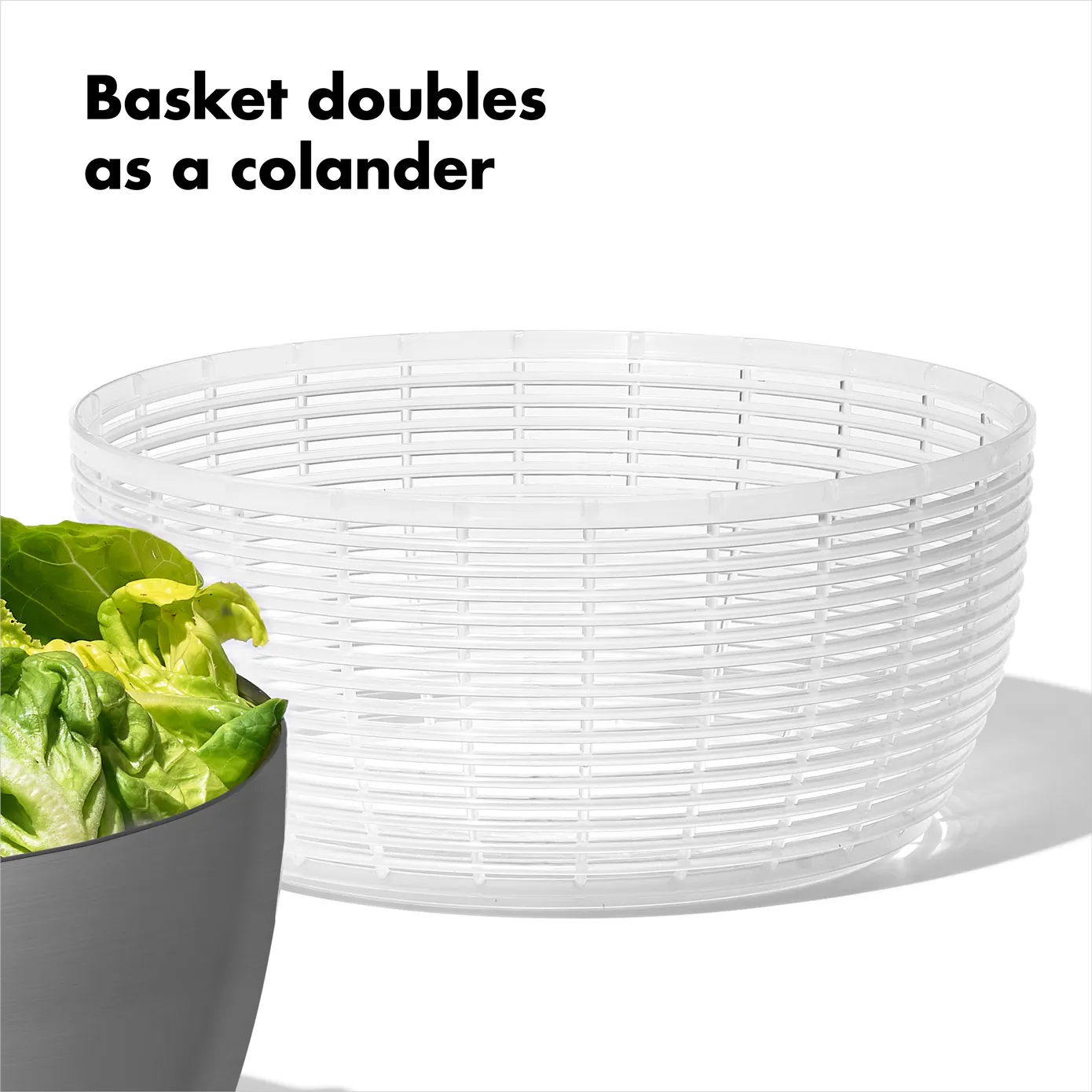 Oxo Stainless Steel Salad Spinner, 10.5cmx10.5cmx8cm, Inox Black - Image 4