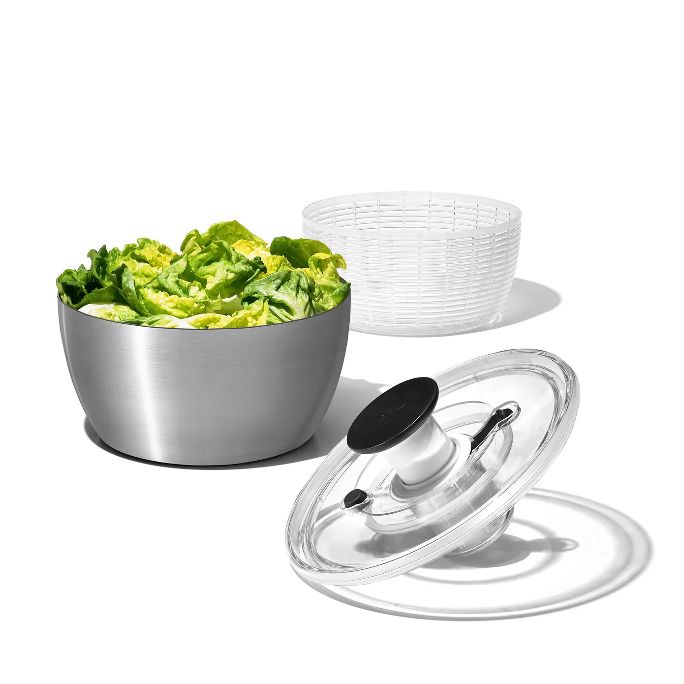 Oxo Stainless Steel Salad Spinner, 10.5cmx10.5cmx8cm, Inox Black - Image 6