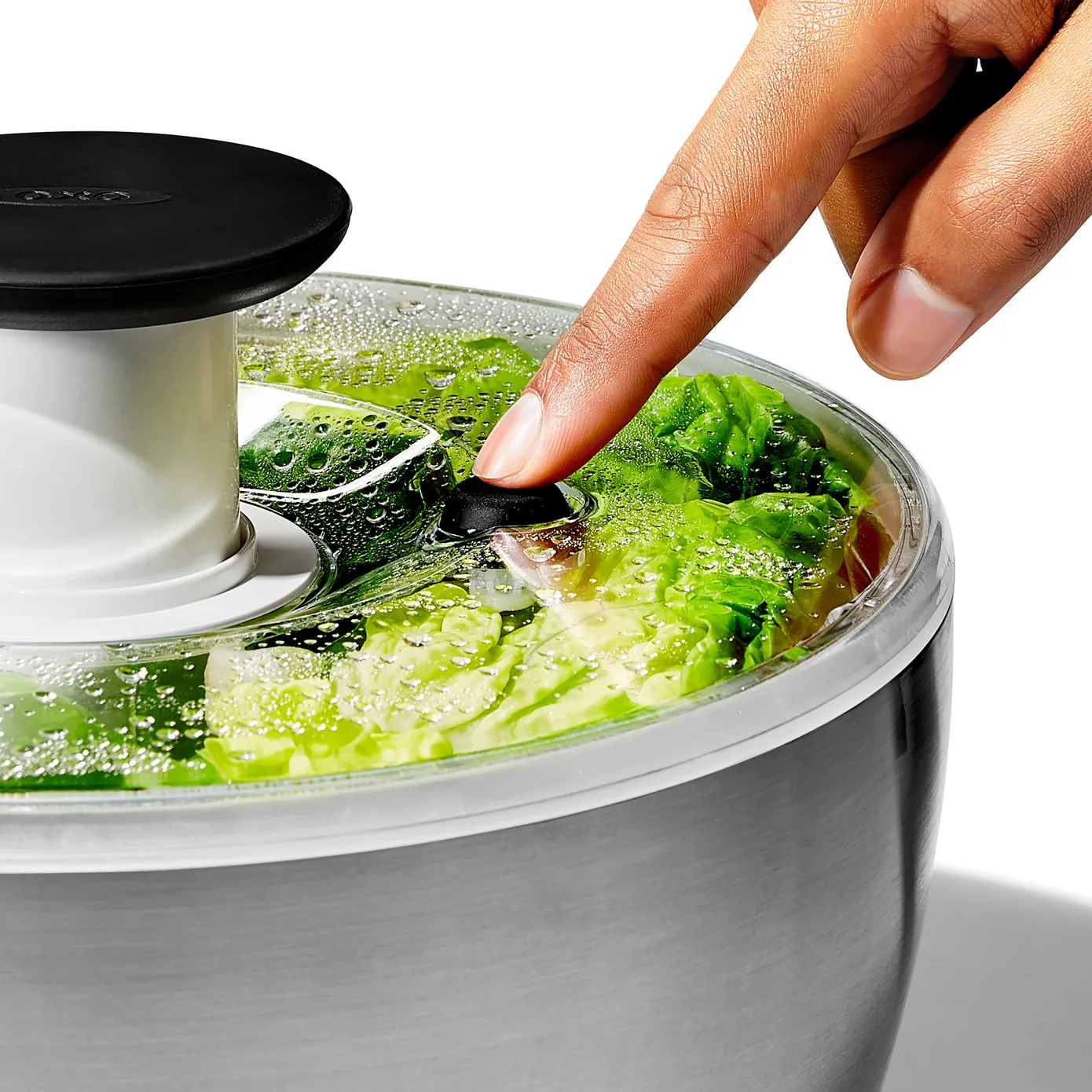 Oxo Stainless Steel Salad Spinner, 10.5cmx10.5cmx8cm, Inox Black - Image 7