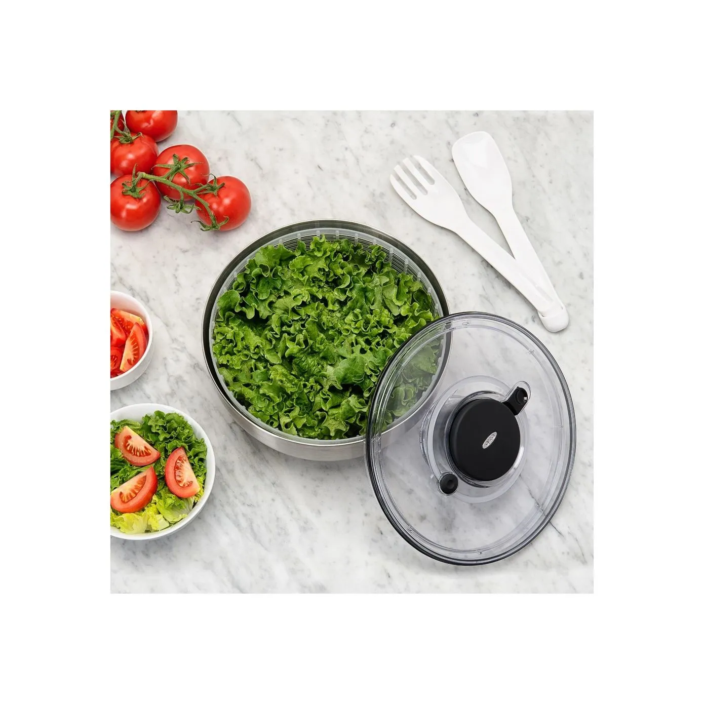 Oxo Stainless Steel Salad Spinner, 10.5cmx10.5cmx8cm, Inox Black - Image 8