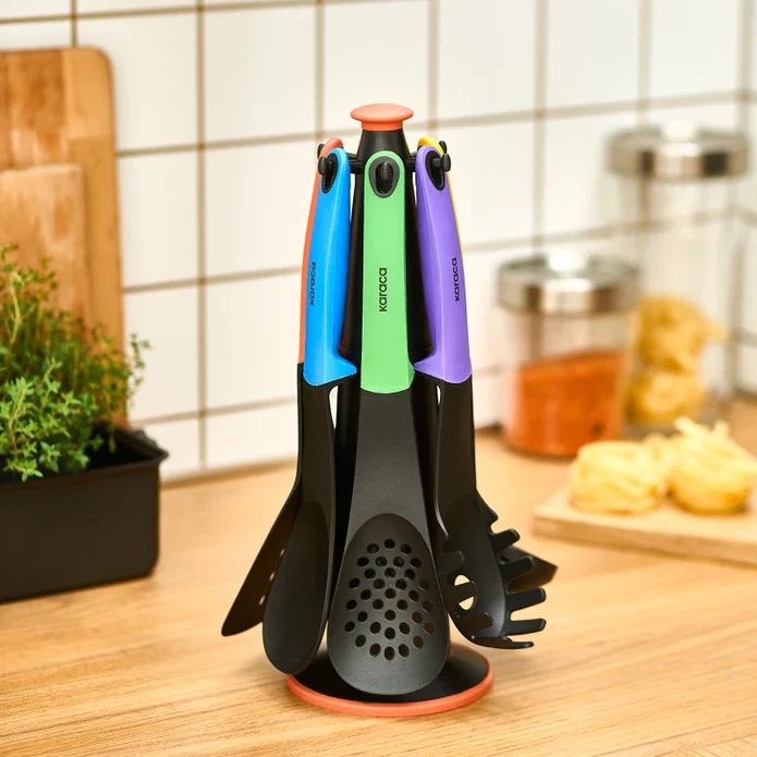 Karaca Rainbow 7-Piece Kitchen Utensil Set with Stand, Multi - Image 2