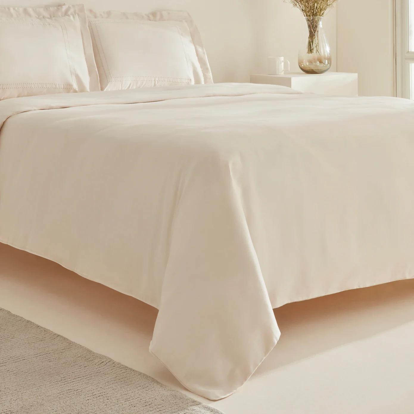 Karaca Home White Collection Felves 100% Turkish Cotton Duvet Cover Set, Double, Beige - Image 2